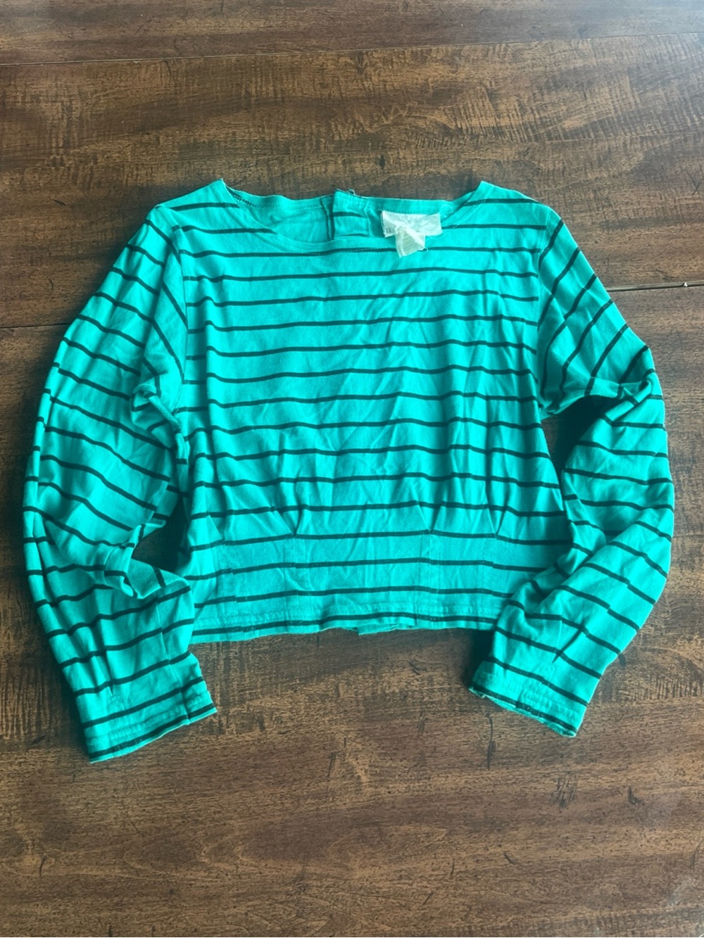 Vintage Helium Y2K Teal Black Striped Crop Top Cotton Button Back Indie Skater S